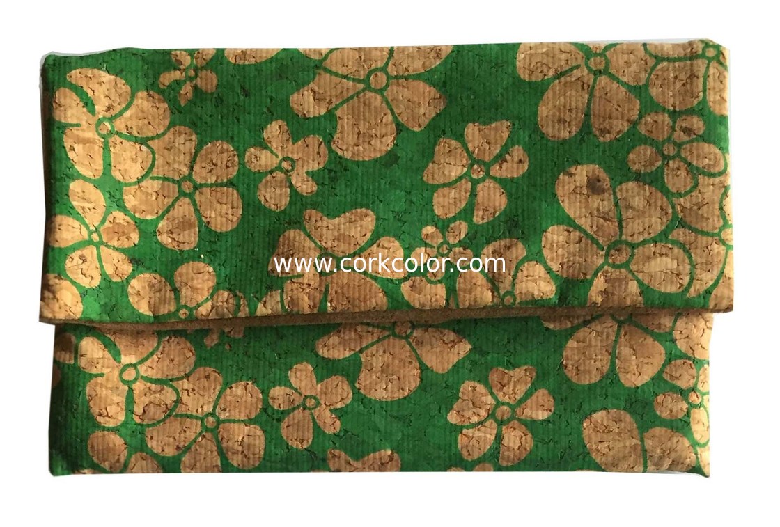 Modern style Cork clutch 6.7''x4.5'' with button closure, customized color is available