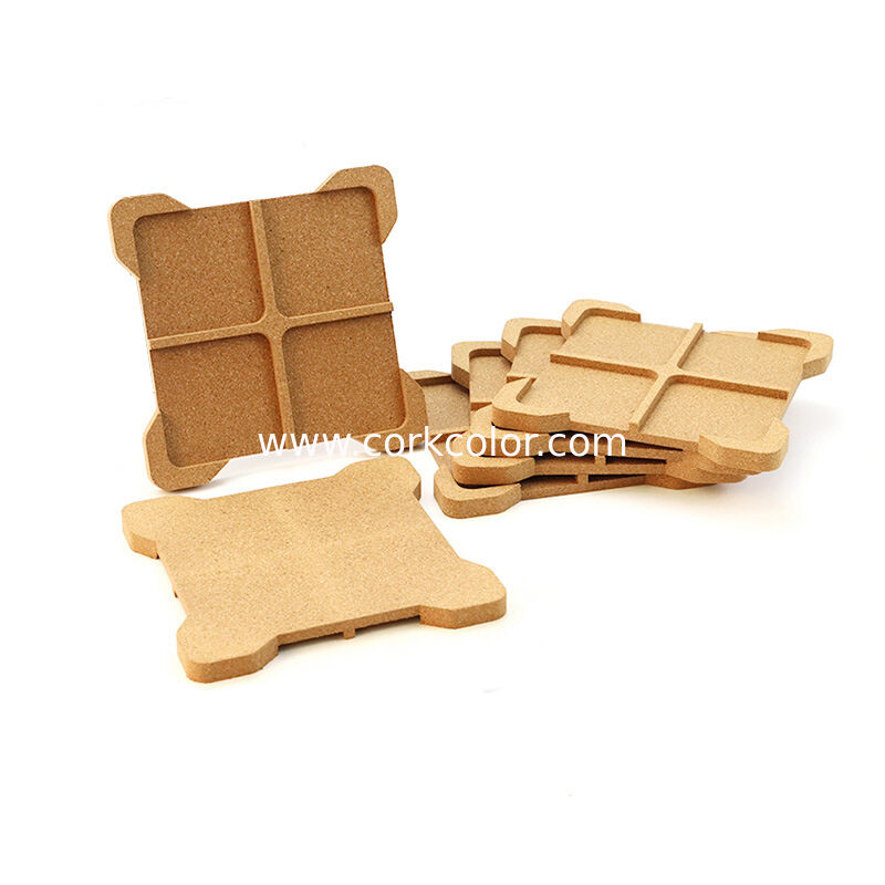 BSCI Certified Factory Custom Square Groove Cork Coaster Eco-Friendly Heat Insulation Anti-Scald Molded Cork Mat